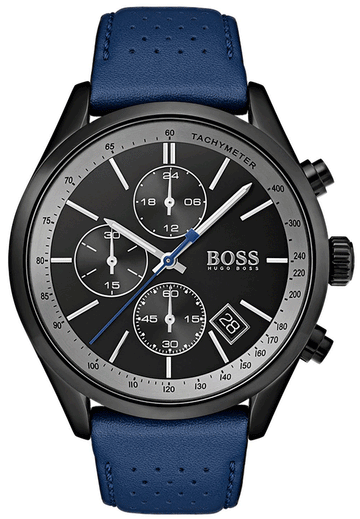  Shop Authentic Hugo Boss Grand Prix Chronograph Black Dial Blue Leather Strap Watch for Men - 1513563 - Luxxuri