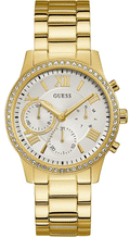  Shop Authentic Guess Solar Chronograph Diamonds White Dial Gold Steel Strap Watch for Women - W1069L2 - Luxxuri
