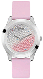  Shop Authentic Guess Crush Crystals Silver Dial Pink Rubber Strap Watch for Women - W1223L1 - Luxxuri