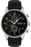  Shop Authentic Hugo Boss Navigator Black Dial Black Leather Strap Watch for Men - 1513535 - Luxxuri