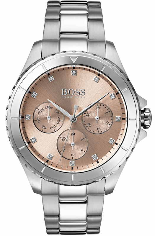  Shop Authentic Hugo Boss Premiere Rose Gold Dial Silver Steel Strap Watch for Women - 1502444 - Luxxuri