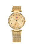  Shop Authentic Tommy Hilfiger Lynn Quartz Gold Dial Gold Mesh Bracelet Watch For Women - 1781864 - Luxxuri