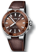  Shop Authentic Oris Aquis Date Brown Dial Brown Leather Strap Watch for Men - 0173377304152-0752412EB - Luxxuri