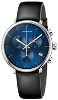  Shop Authentic Calvin Klein High Noon Chronograph Blue Dial Black Leather Strap Watch for Men - K8M271CN - Luxxuri