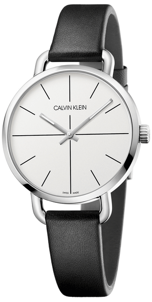  Shop Authentic Calvin Klein Evan White Dial Black Leather Strap Watch for Women - K7B231CY - Luxxuri