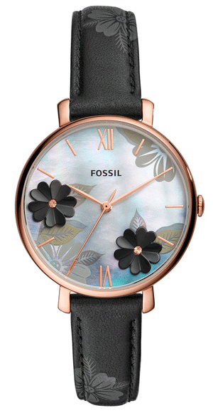  Shop Authentic Fossil Jacqueline Mother of Pearl Dial Black Leather Strap Watch for Women - ES4535 - Luxxuri