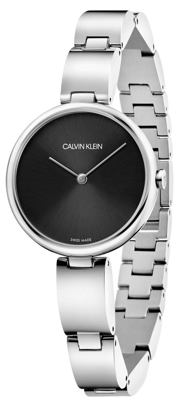  Shop Authentic Calvin Klein Wavy Black Dial Silver Steel Strap Watch for Women - K9U23141 - Luxxuri
