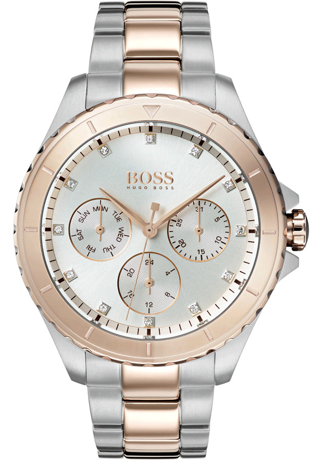 Hugo Boss Hera Chronograph Silver Dial Two Tone Steel Strap Watch for Women - 1502446