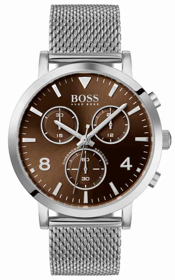  Shop Authentic Hugo Boss Spirit Brown Dial Silver Mesh Bracelet Watch for Men - 1513694 - Luxxuri