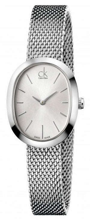  Shop Authentic Calvin Klein Incentive Silver Dial Silver Mesh Bracelet Watch for Women - K3P23126 - Luxxuri