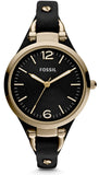  Shop Authentic Fossil Georgia Black Dial Black Leather Strap Watch for Women - ES3148 - Luxxuri