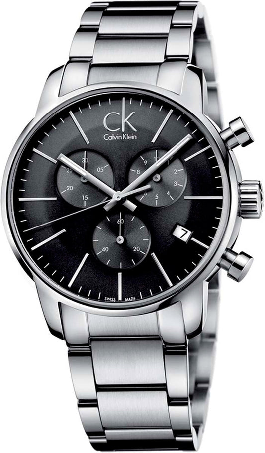  Shop Authentic Calvin Klein City Chronograph Black Dial Silver Steel Strap Watch for Men - K2G27143 - Luxxuri