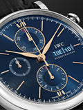  Shop Authentic IWC Portofino Chronograph Blue Dial Black Leather Strap Watch for Men - IW391036 - Luxxuri