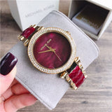  Shop Authentic Michael Kors Parker Mother of Pearl Red Dial Two Tone Steel Strap Watch for Women - MK6427 - Luxxuri