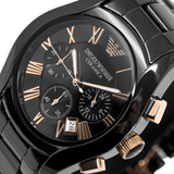  Shop Authentic Emporio Armani Valente Ceramica Chronograph Black Dial Black Steel Strap Watch For Men - AR1410 - Luxxuri