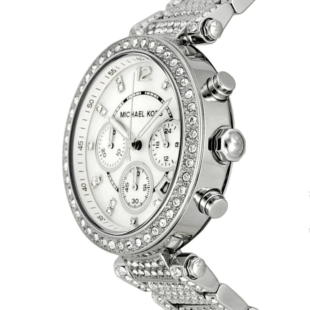  Shop Authentic Michael Kors Parker Mother of Pearl Dial Diamonds Silver Steel Strap Watch for Women - MK5572 - Luxxuri