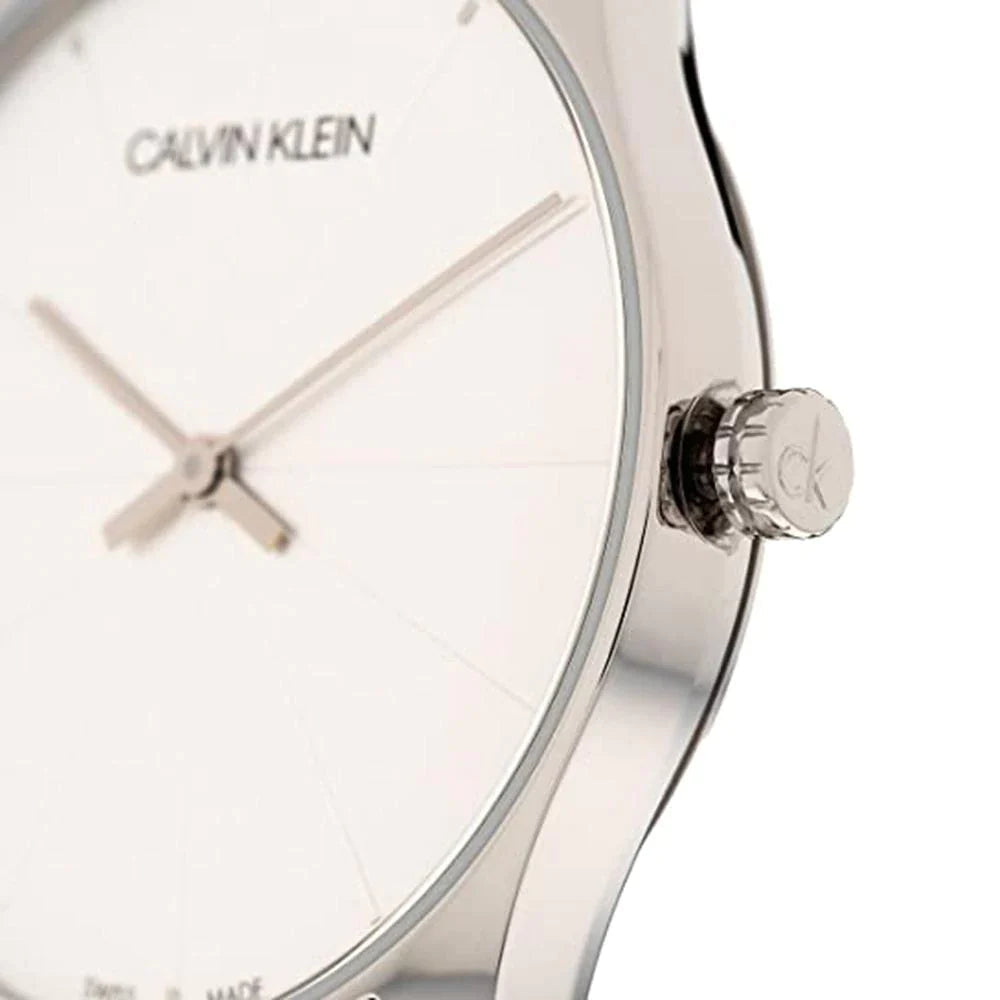  Shop Authentic Calvin Klein Full Moon White Dial White Leather Strap Watch for Women - K8Y231L6 - Luxxuri