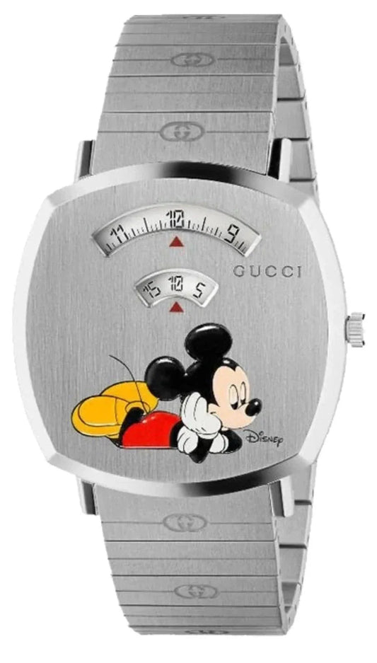  Shop Authentic Gucci Grip Disney Mickey Mouse Silver Dial Silver Steel Strap Watch For Women - YA157418 - Luxxuri