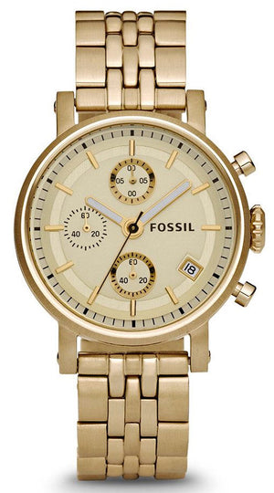  Shop Authentic Fossil Boyfriend Chronograph Gold Dial Gold Steel Strap Watch for Women - ES2197 - Luxxuri