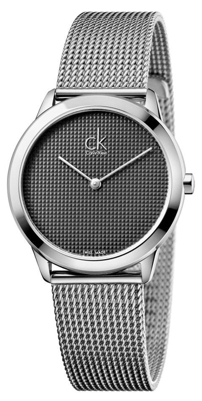  Shop Authentic Calvin Klein Minimal Grey Dial Silver Mesh Bracelet Watch for Women - K3M2212X - Luxxuri