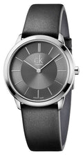  Shop Authentic Calvin Klein Minimal Grey Dial Black Leather Strap Watch for Men - K3M221C4 - Luxxuri