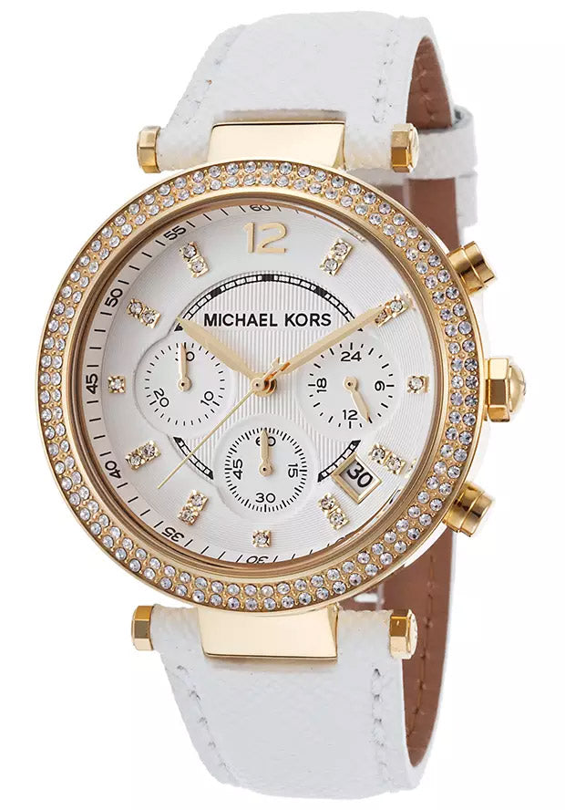  Shop Authentic Michael Kors Parker White Dial with Diamonds White Leather Strap Watch for Women - MK2290 - Luxxuri