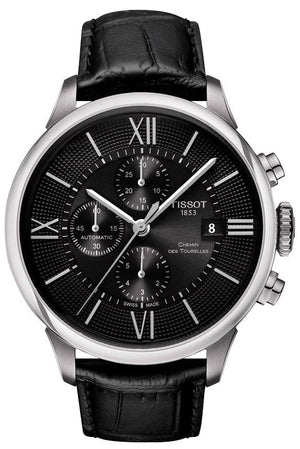  Shop Authentic Tissot T Classic Chemin Des Tourelles Chronograph Black Dial Black Leather Strap Watch For Men - T099.427.16.058.00 - Luxxuri