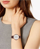  Shop Authentic Emporio Armani Gianni T-Bar Silver Dial Brown Leather Strap Watch For Women - AR11269 - Luxxuri