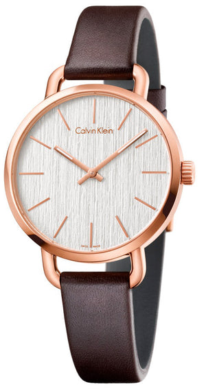  Shop Authentic Calvin Klein Even White Dial Brown Leather Strap Watch for Women - K7B236G6 - Luxxuri