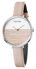  Shop Authentic Calvin Klein Rise White Beige Dial Beige Leather Strap Watch for Women - K7A231XH - Luxxuri