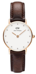  Shop Authentic Daniel Wellington Classy Bristol White Dial Brown Leather Strap Watch For Women - DW00100062 - Luxxuri