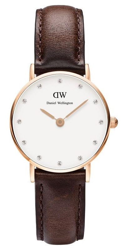  Shop Authentic Daniel Wellington Classy Bristol White Dial Brown Leather Strap Watch For Women - DW00100062 - Luxxuri