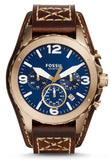 Shop Authentic Fossil Nate Chronograph Blue Dial Brown Leather Strap Watch for Men - JR1505 - Luxxuri