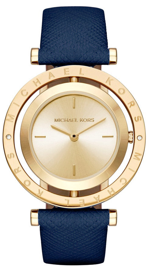  Shop Authentic Michael Kors Averi Gold Dial Navy Blue Leather Strap Watch for Women - MK2526 - Luxxuri
