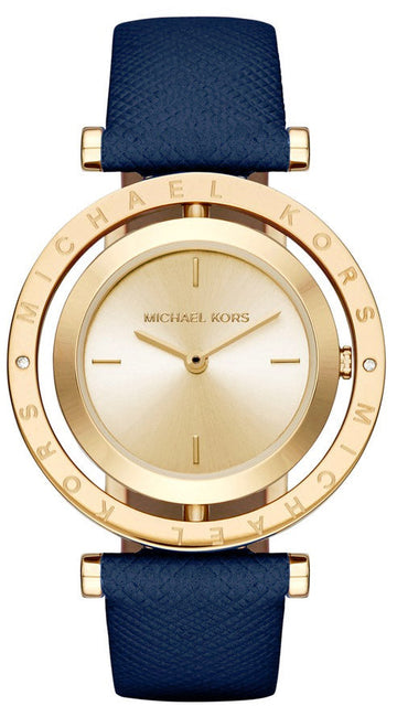  Shop Authentic Michael Kors Averi Gold Dial Navy Blue Leather Strap Watch for Women - MK2526 - Luxxuri