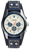  Shop Authentic Fossil Coachman Chronograph White Dial Blue Leather Strap Watch for Men - CH3051 - Luxxuri