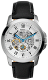  Shop Authentic Fossil Grant Skeleton White Dial Black Leather Strap Watch for Men -  ME3053 - Luxxuri