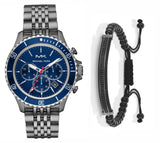  Shop Authentic Michael Kors Bayville Chronograph Blue Dial Grey Steel Strap Watch For Men - MK8727 - Luxxuri