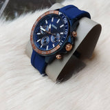  Shop Authentic Fossil Bannon Multifunction Blue Dial Blue Silicone Strap Watch for Men - BQ2498 - Luxxuri
