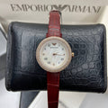  Shop Authentic Emporio Armani Rosa Two Hand White Dial Red Leather Strap Watch For Women - AR11357 - Luxxuri