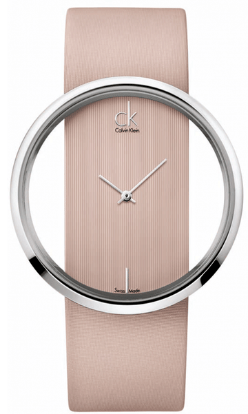  Shop Authentic Calvin Klein Glam Transparent Dial Beige Leather Strap Watch for Women - K9423162 - Luxxuri
