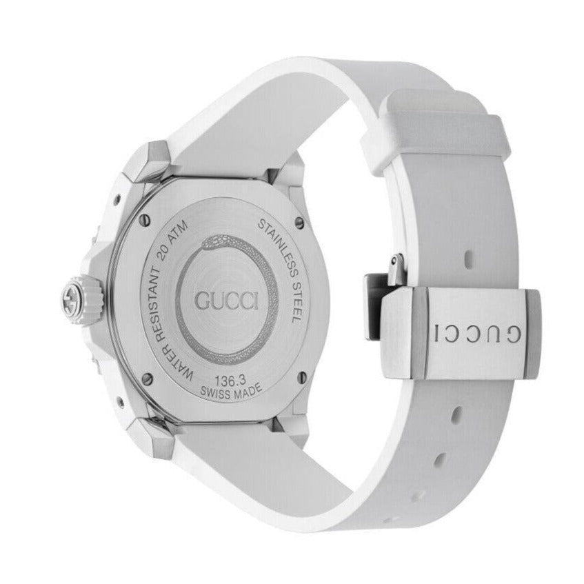  Shop Authentic Gucci Dive Tiger White Dial White Rubber Strap Watch For Men - YA136329 - Luxxuri
