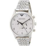  Shop Authentic Emporio Armani Classic Chronograph Silver Dial Silver Steel Strap Watch For Men - AR1879 - Luxxuri