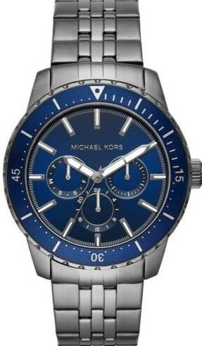  Shop Authentic Michael Kors Chronograph Cunningham Multifunction Blue Dial Grey Steel Strap Watch For Men - MK7155 - Luxxuri