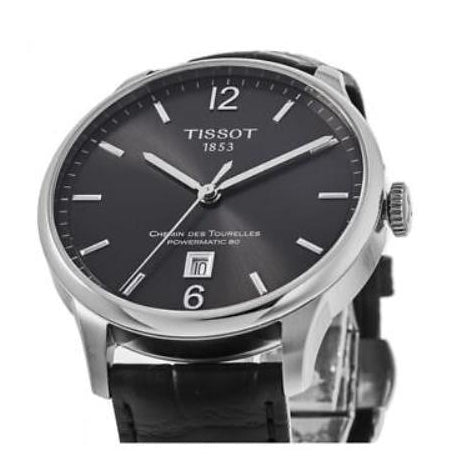 Tissot Chemin Des Tourelles Powermatic 80 Black Dial Black Leather Strap Watch For Men - T099.407.16.447.00