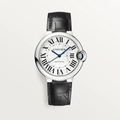  Shop Authentic Cartier Ballon Bleu De Cartier Silver Dial Black Leather Strap Watch for Women - WSBB0030 - Luxxuri