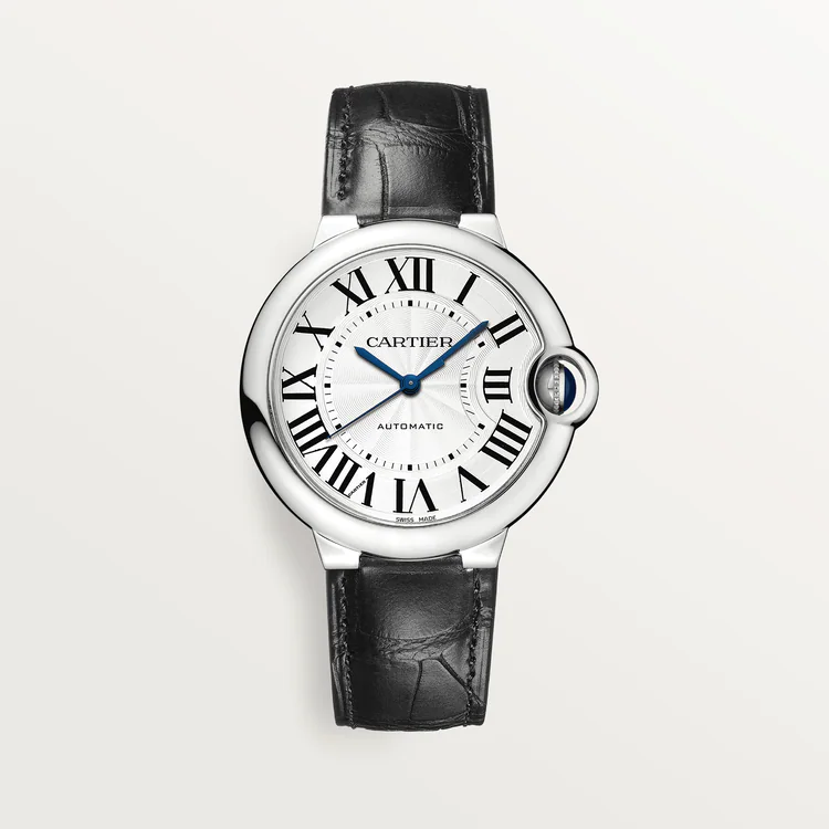 Shop Authentic Cartier Ballon Bleu De Cartier Silver Dial Black Leather Strap Watch for Women - WSBB0030 - Luxxuri