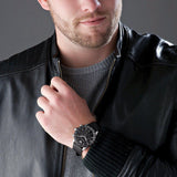  Shop Authentic Emporio Armani Mario Chronograph Black Dial Black Leather Strap Watch For Men - AR11243 - Luxxuri