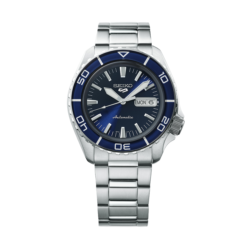 Seiko 5 Sports Automatic Blue Dial Silver Steel Strap Watch for Men - SRPK97K1