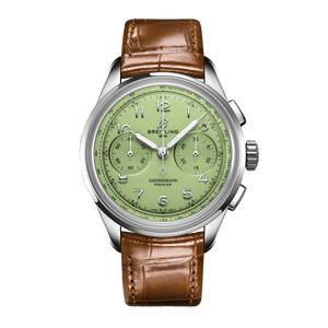  Shop Authentic Breitling Premier B09 Chronograph 40 Green Dial Brown Leather Strap Watch for Men - AB0930D31L1P1 - Luxxuri